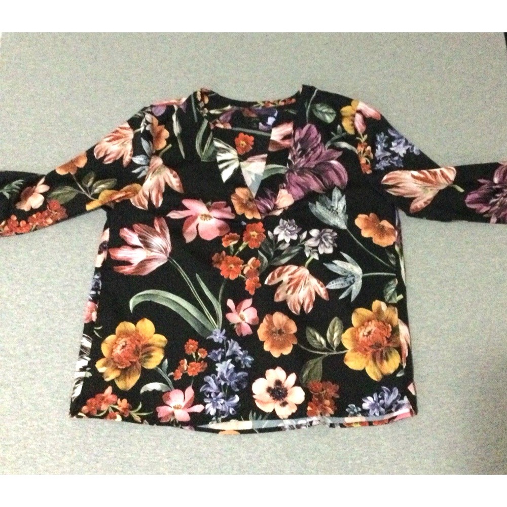 J Crew sz M blouse top multicolor floral polyester - Picture 1 of 11